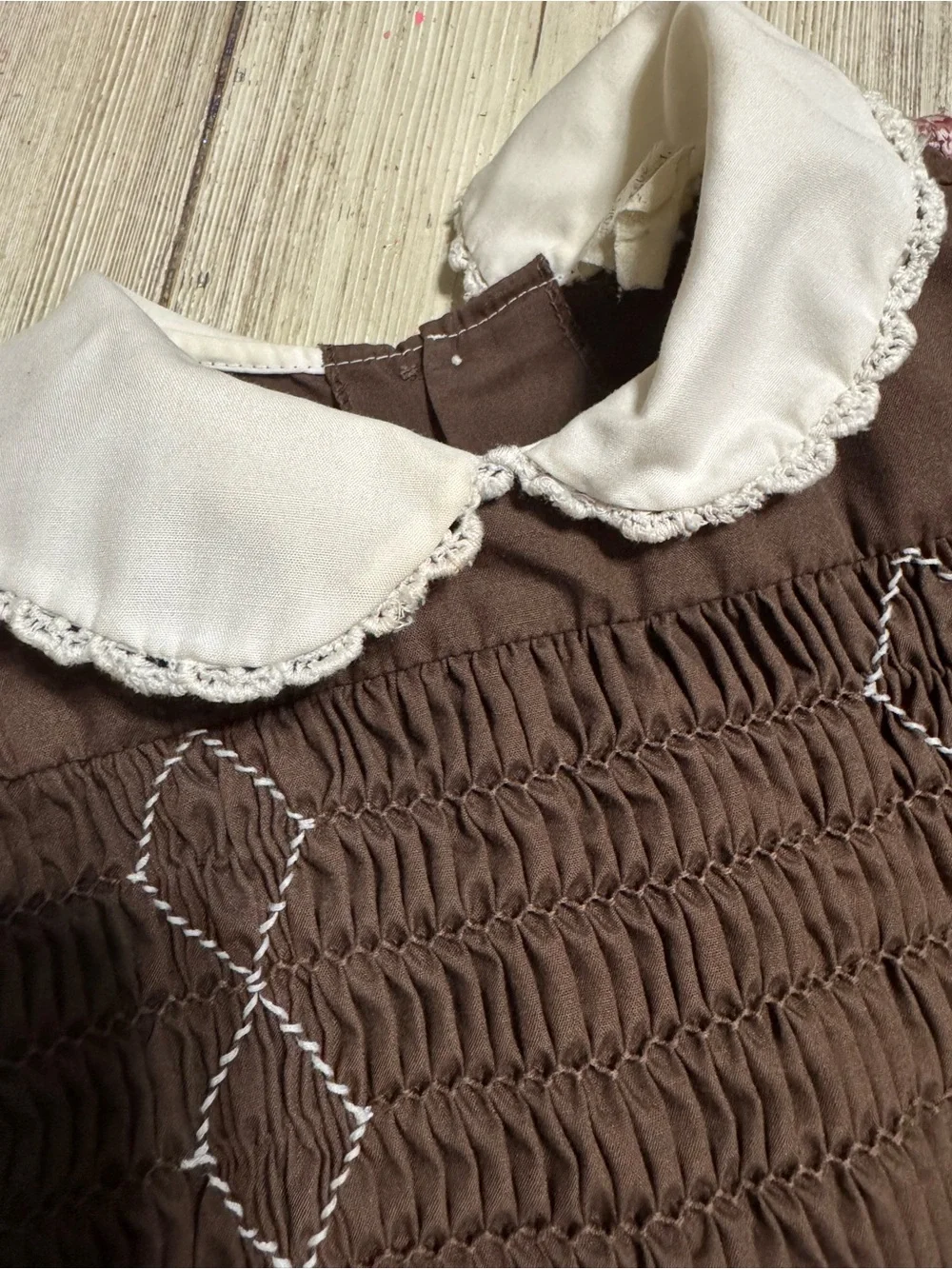 Vintage brown smocked